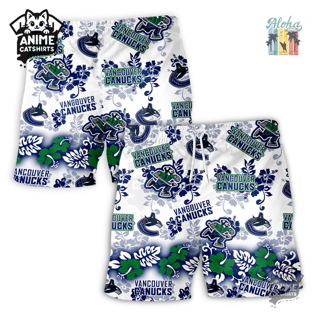 Vancouver Canucks Aloha Paradise NHL Hawaiian Short