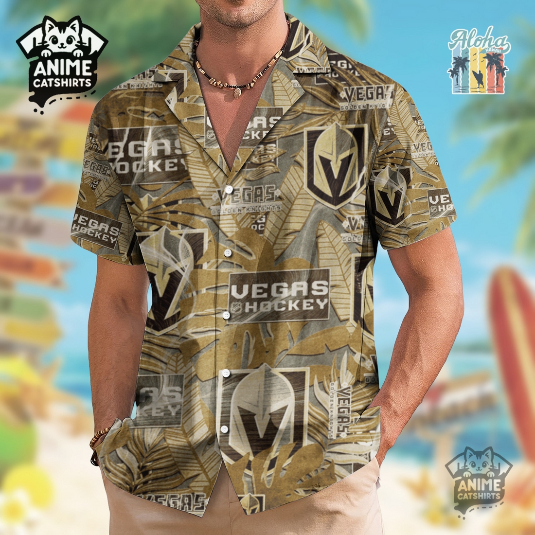 Vegas Golden Knights Men’s NHL Hawaiian Shirt Vegas Golden Knights Men’s NHL Hawaiian Shirt