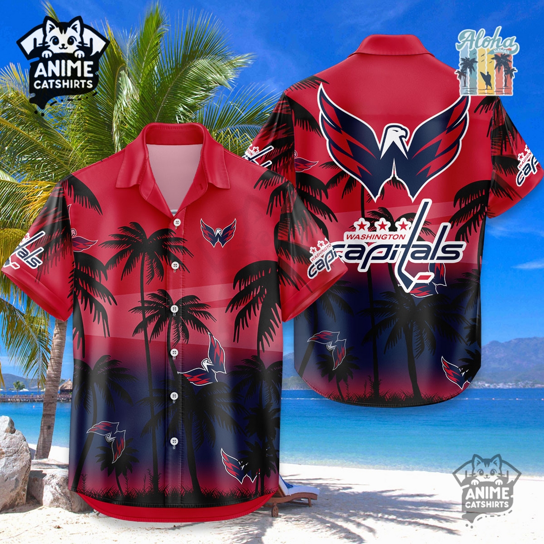 Washington Capitals NHL Aloha Shirt