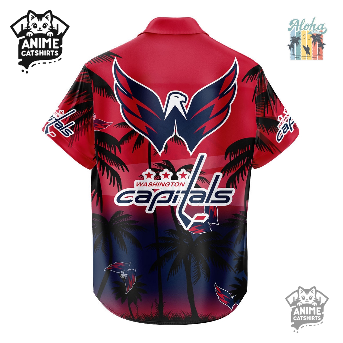 Washington Capitals NHL Aloha Shirt Washington Capitals NHL Aloha Shirt