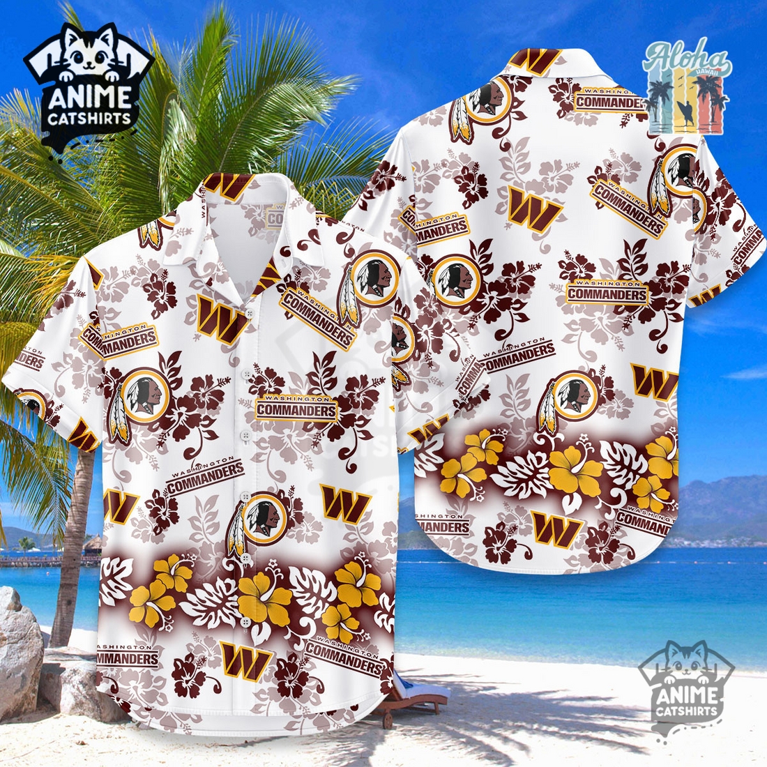 Washington Commanders Aloha Paradise NFL Hawaiian Shirt