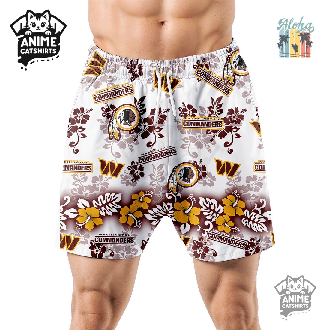 Washington Commanders Aloha Paradise NFL Hawaiian Short Washington Commanders Aloha Paradise NFL Hawaiian Short