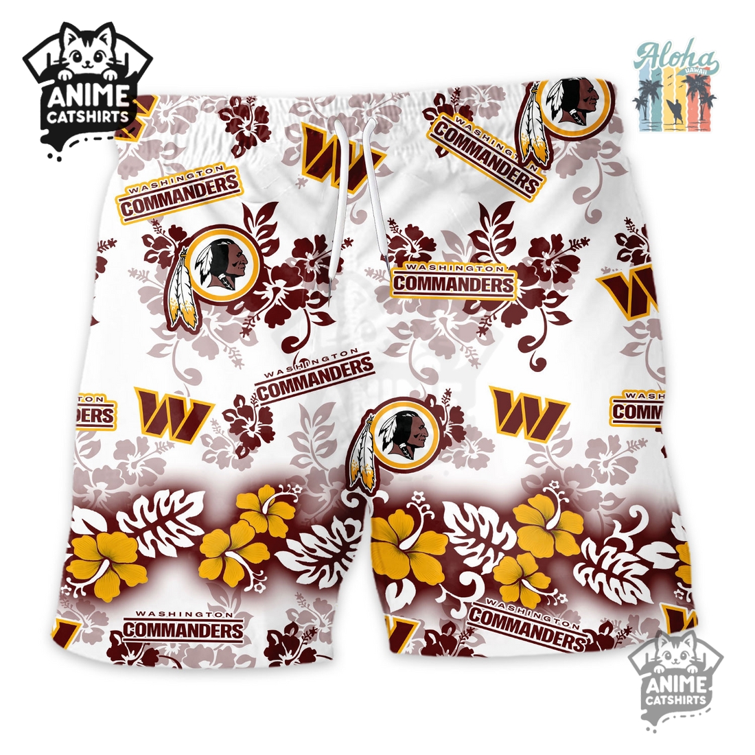 Washington Commanders Aloha Paradise NFL Hawaiian Short Washington Commanders Aloha Paradise NFL Hawaiian Short