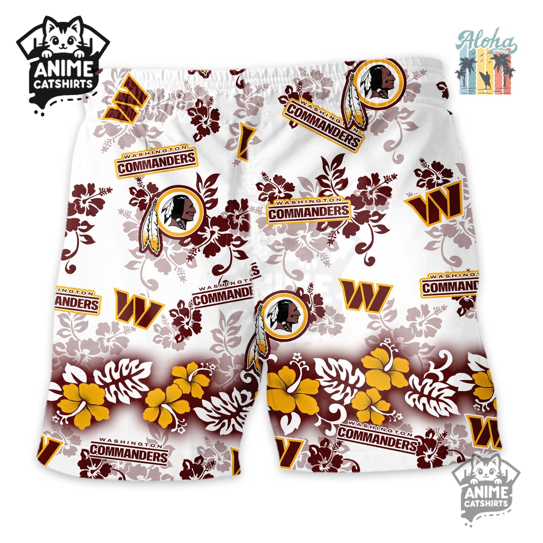 Washington Commanders Aloha Paradise NFL Hawaiian Short Washington Commanders Aloha Paradise NFL Hawaiian Short