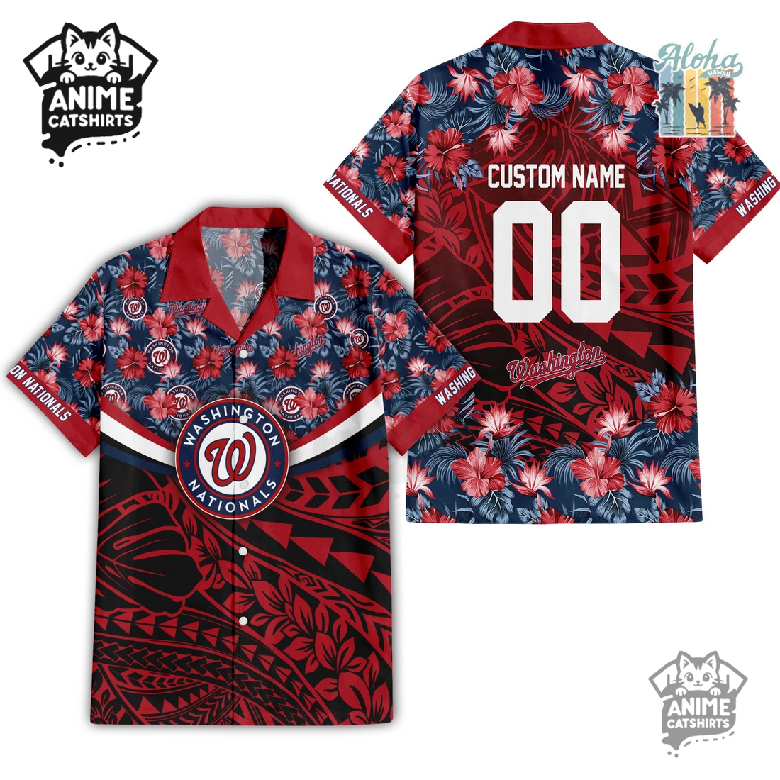 Washington Nationals Hawaiian Shirt & Shorts Set