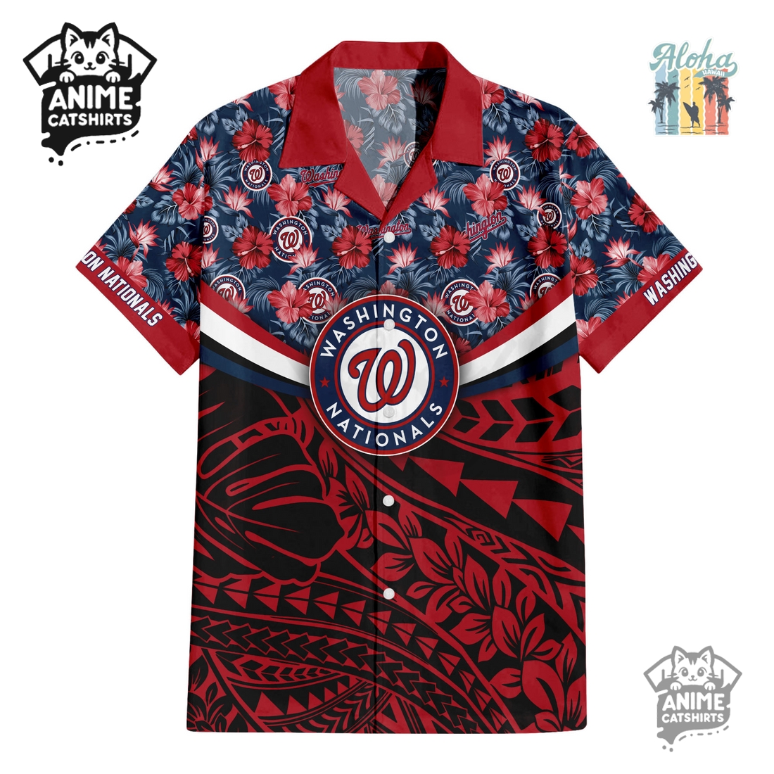 Washington Nationals Hawaiian Shirt & Shorts Set Washington Nationals Hawaiian Shirt & Shorts Set
