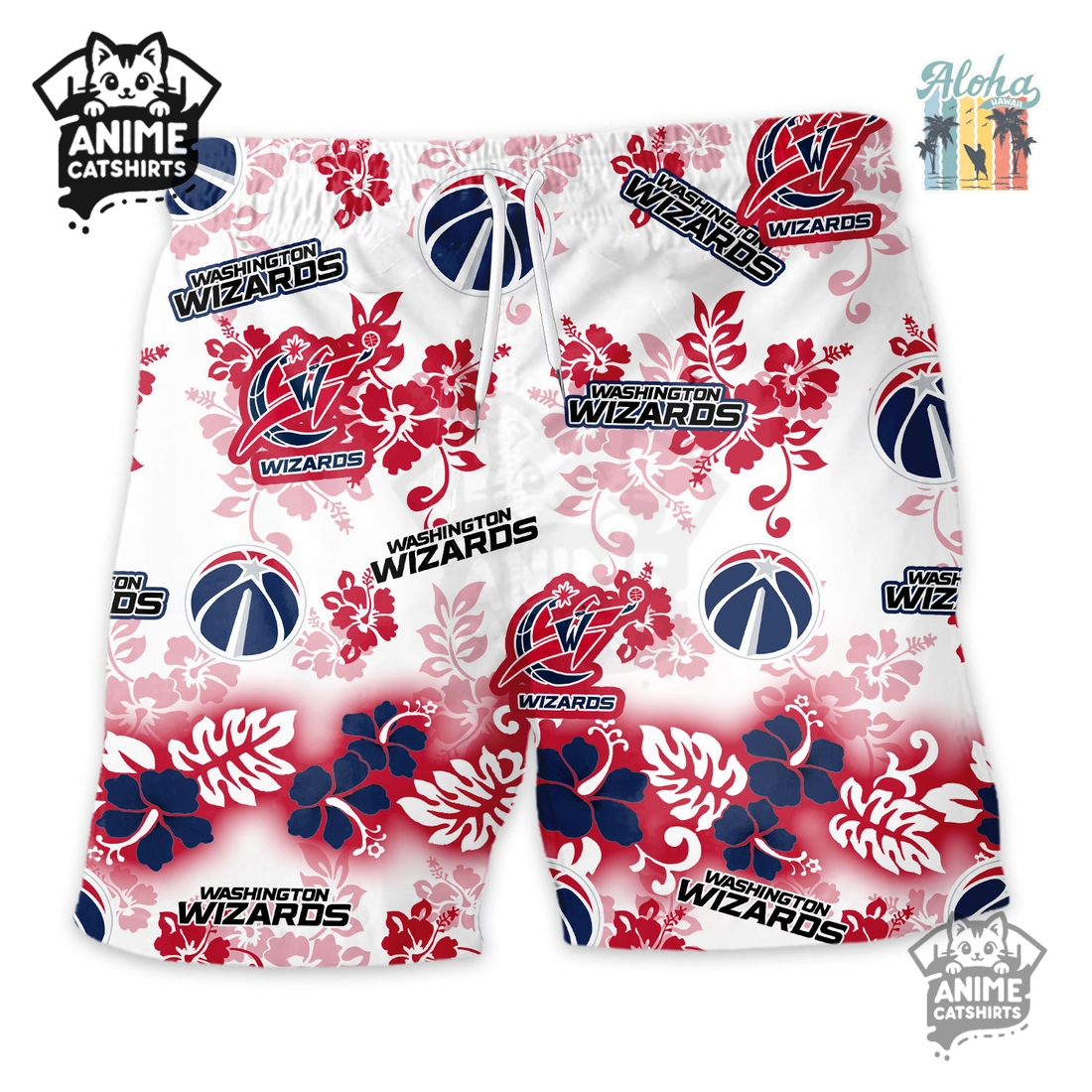 Washington Wizards Aloha Paradise NBA Hawaiian Short Washington Wizards Aloha Paradise NBA Hawaiian Short