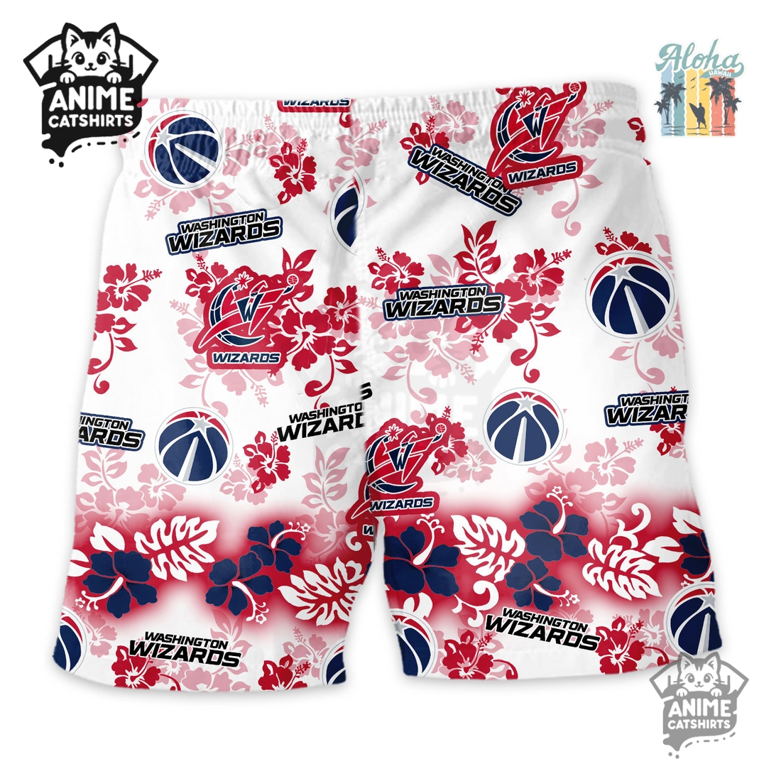 Washington Wizards Aloha Paradise NBA Hawaiian Short Washington Wizards Aloha Paradise NBA Hawaiian Short